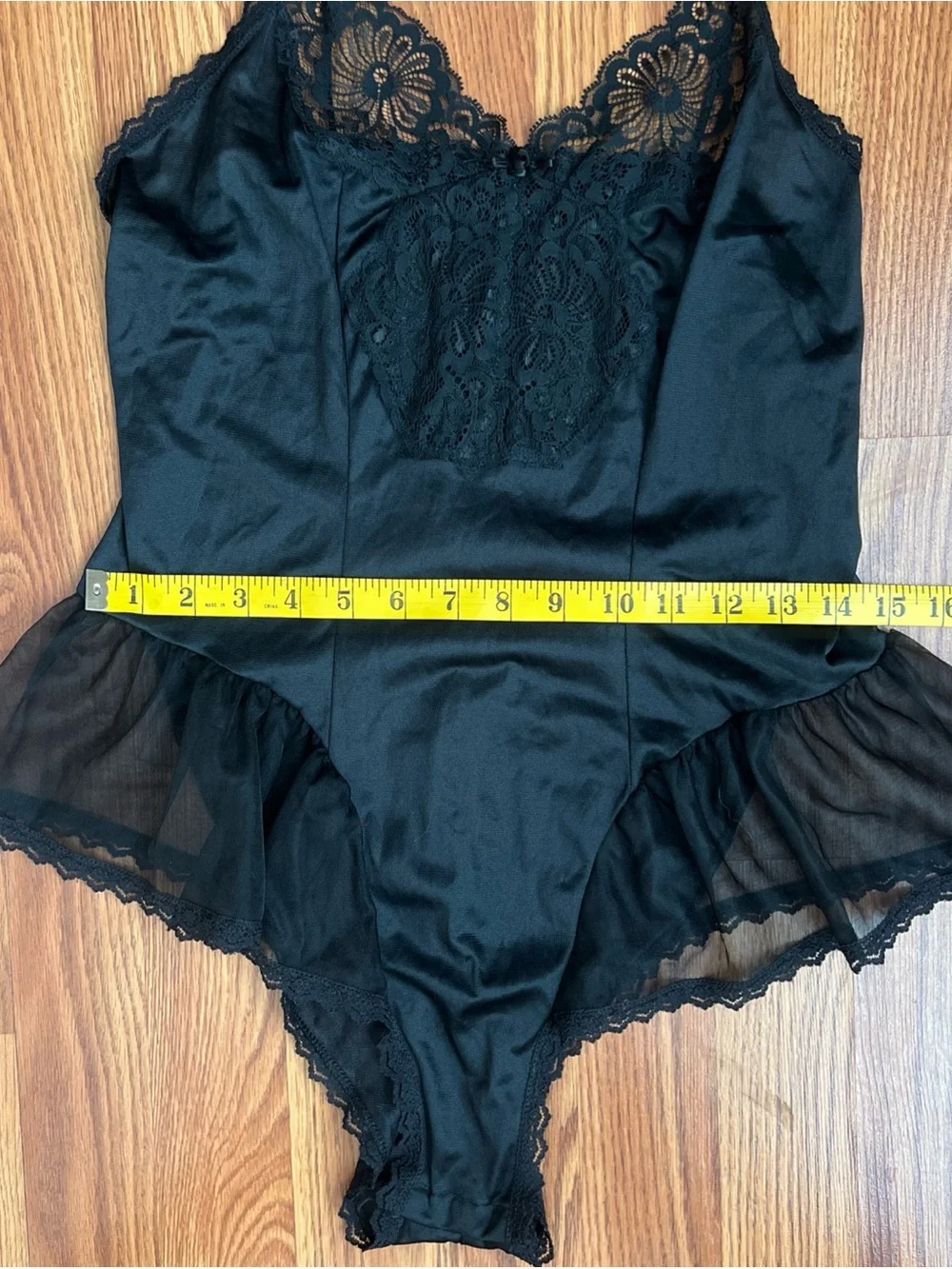 Black Lace Trim Satin Teddy Bodysuit - Women Intimates